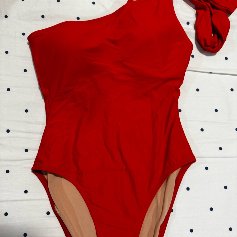 J. Crew Red One-Shoulder Bikini